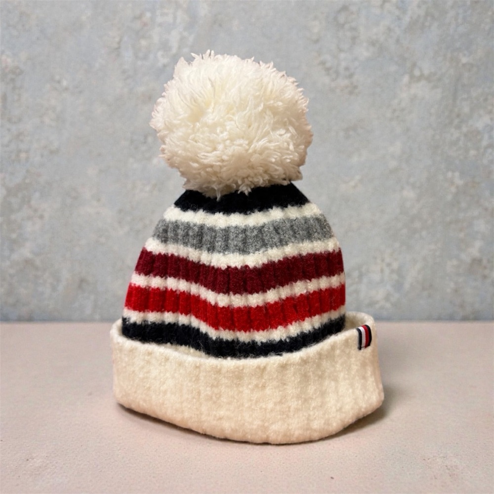 Tommy Hilfiger Striped Pom Pom Beanie Hat